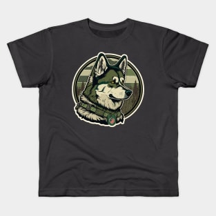 Alaskan Malamute Camouflage Motif Kids T-Shirt